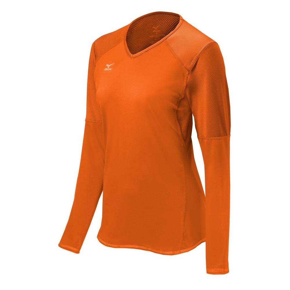 Mizuno Women's Techno VI Long Sleeve Volleyball Jersey Orange (440617-FZT)